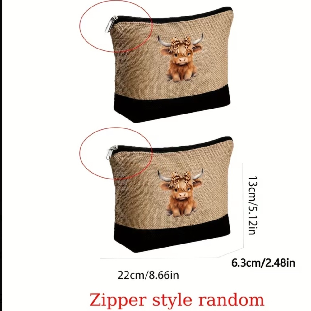 Cute Cow Print Beach Tote 3 piece set - Picture 4 of 8